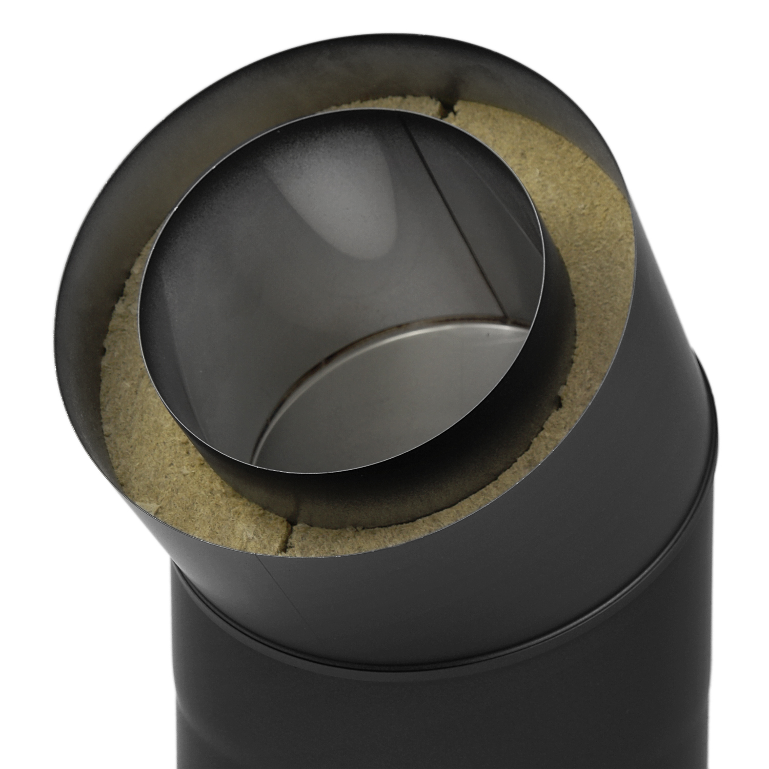 Raik Coltherm Rauchrohrbogen 150mm schwarz doppelwandig 45° ohne Tür für Rauchrohr / Ofenrohr