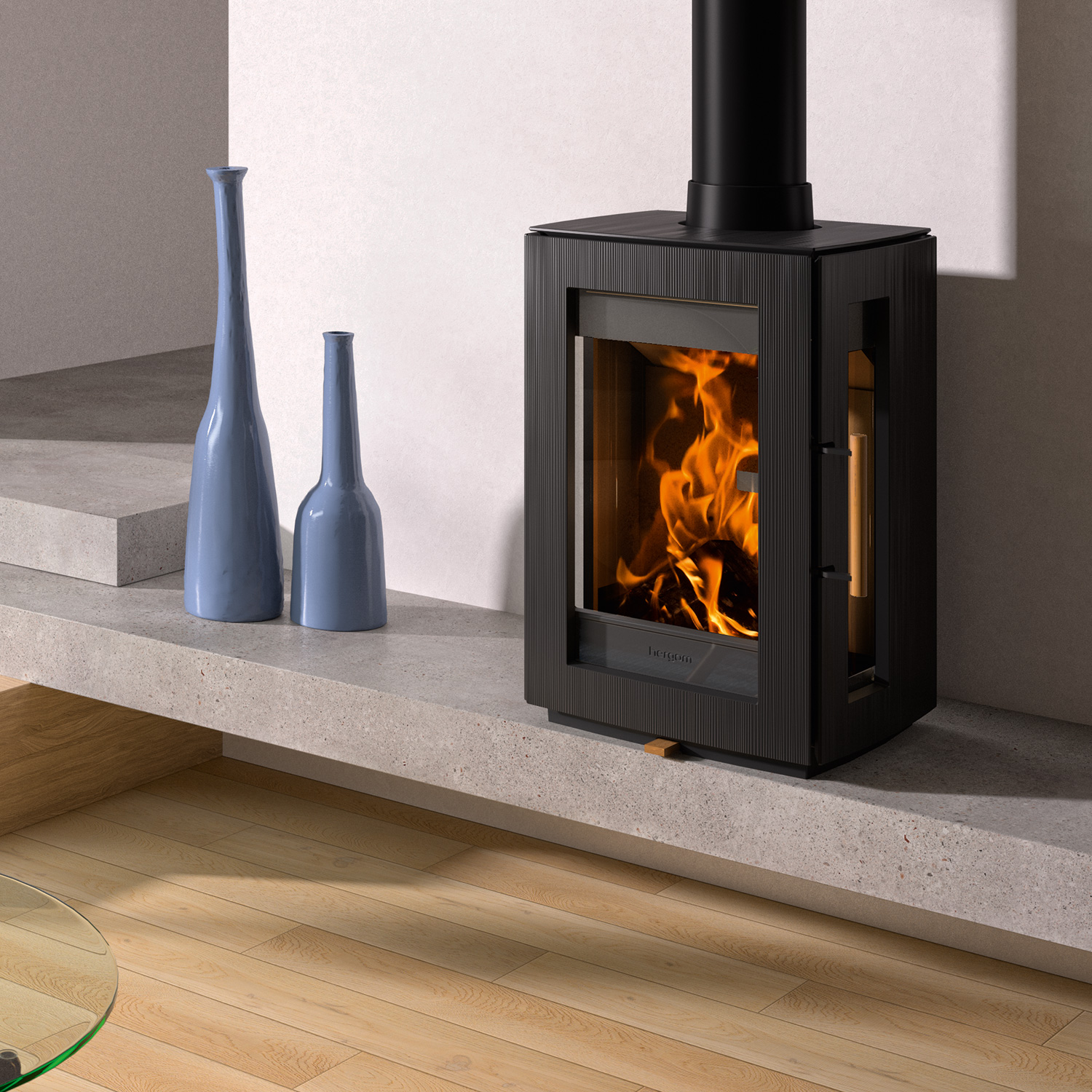 Hergom Glow Kaminofen Gusseisen Schwarz Hergom Glow Kaminofen Gusseisen Schwarz