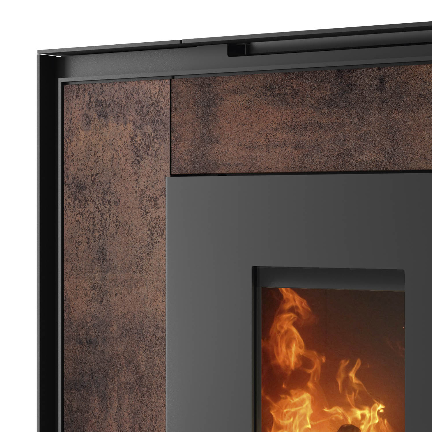 Oranier Boreas Aqua Wasserführender Pelletofen Sintered Stone Korten, Rauchabgang hinten Oranier Boreas Aqua Wasserführender Pelletofen Sintered Stone Korten, Rauchabgang hinten