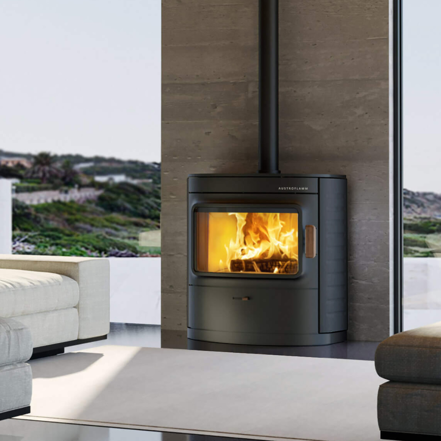Austroflamm Cody Kaminofen Keramik Dark Anthracite + 1 m³ Kaminholz gratis