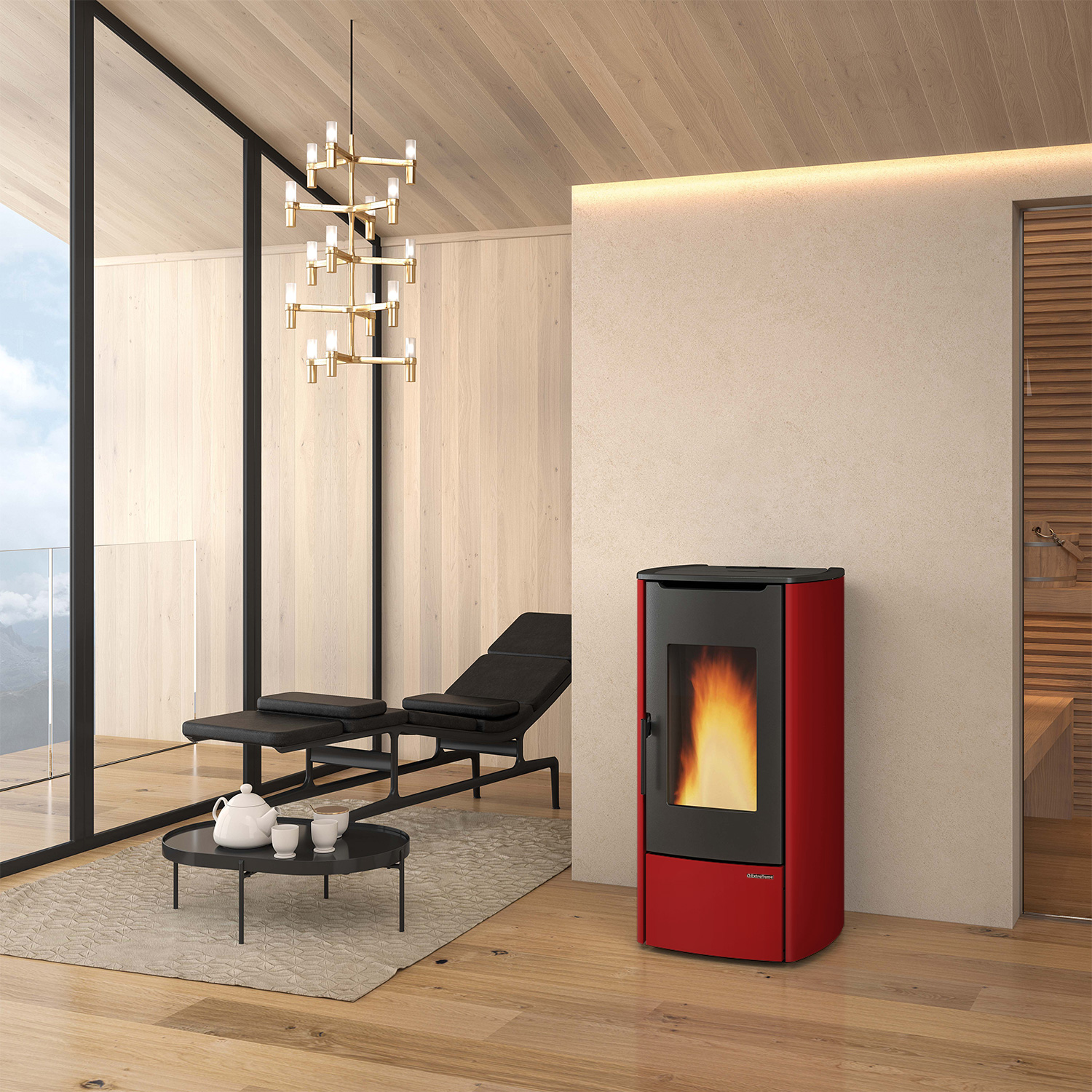Extraflame Marina Idro H11 Wasserführender Pelletofen Stahl Bordeaux