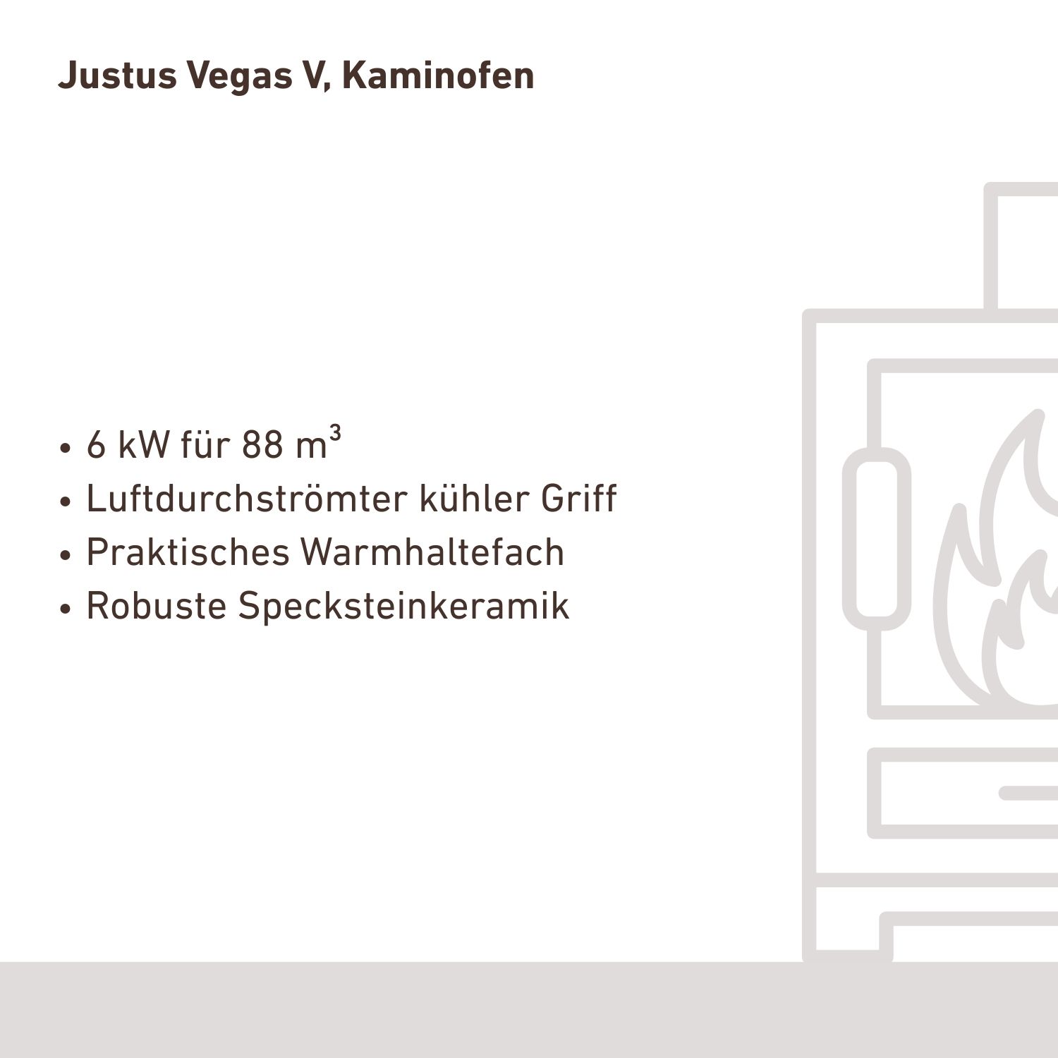 Justus Vegas V, Kaminofen, Stahl Schwarz / Keramik Grau