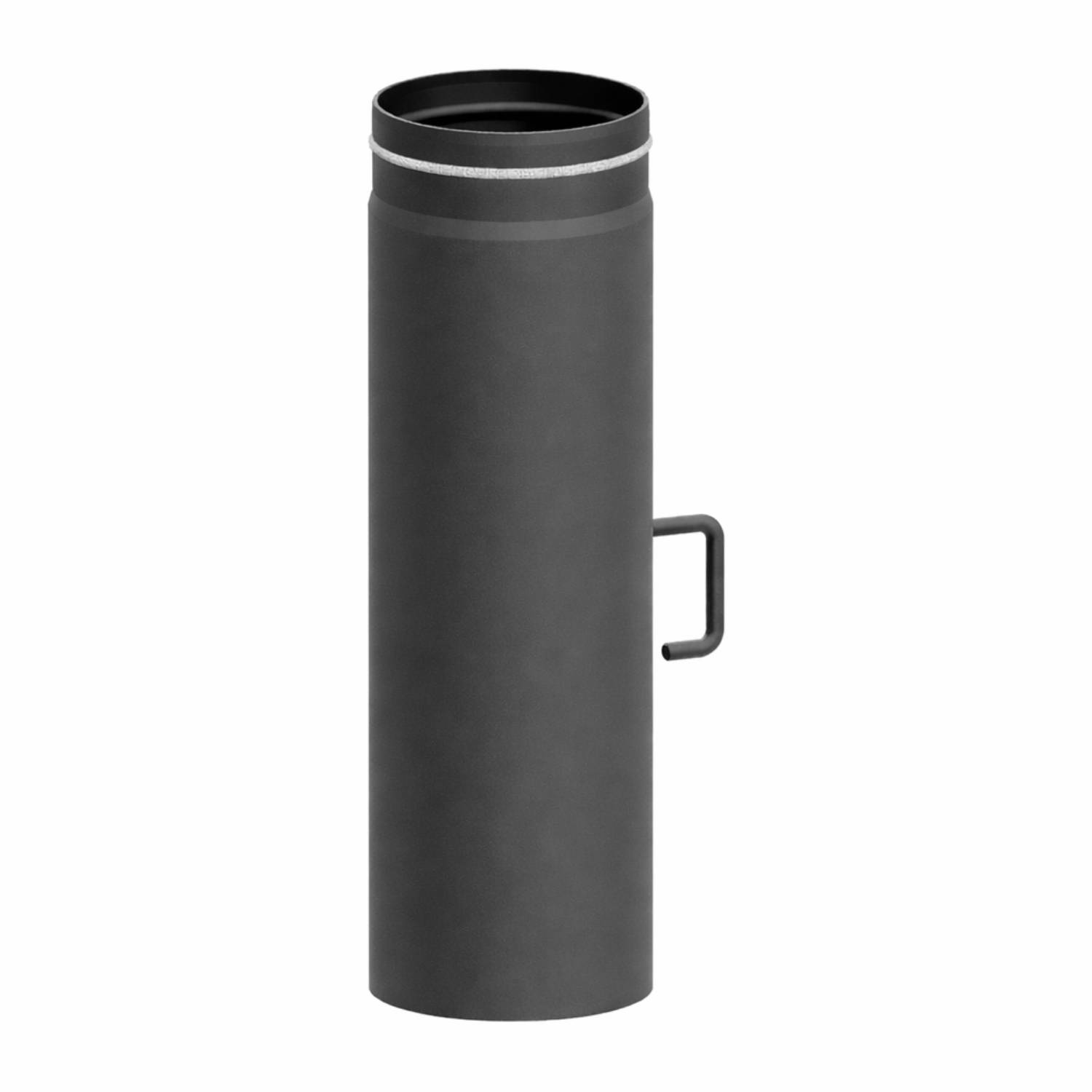 Raik Lifestyle Längenelement Durchmesser 150x750x2,00mm eingezogen mit eingelegter Tür, mit DKL mit Dichtung grau für Rauchrohr/ Ofenrohr