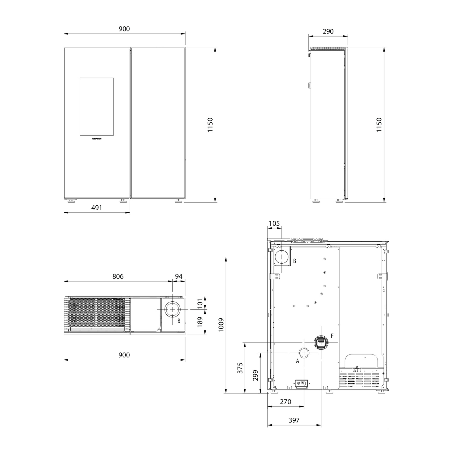 Extraflame SHARON PLUS CRYSTAL - schwarz Pelletofen EVOLUTION LINE