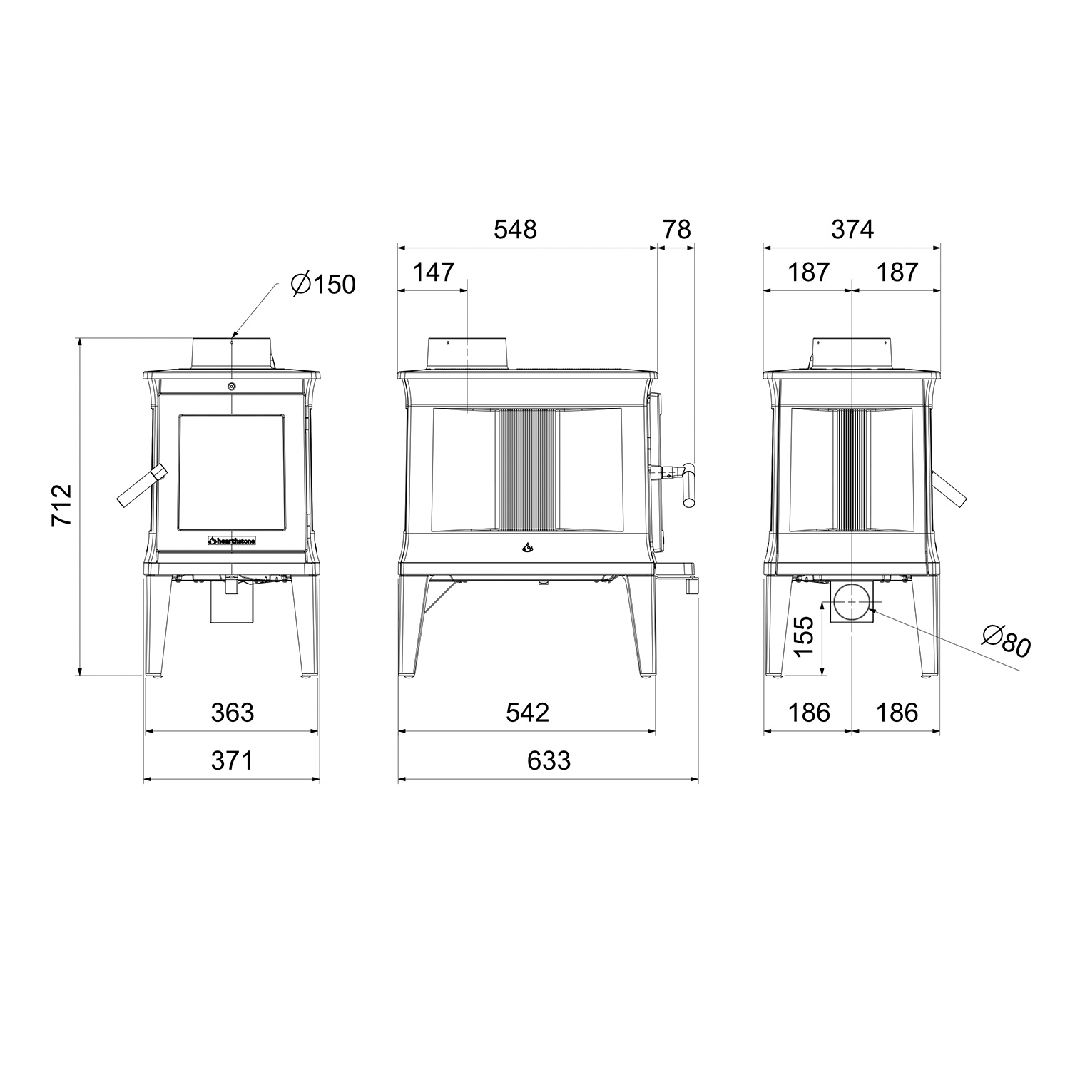 Hergom E20 Green Mountain Kaminofen Gusseisen schwarz Hergom E20 Green Mountain Kaminofen Gusseisen schwarz