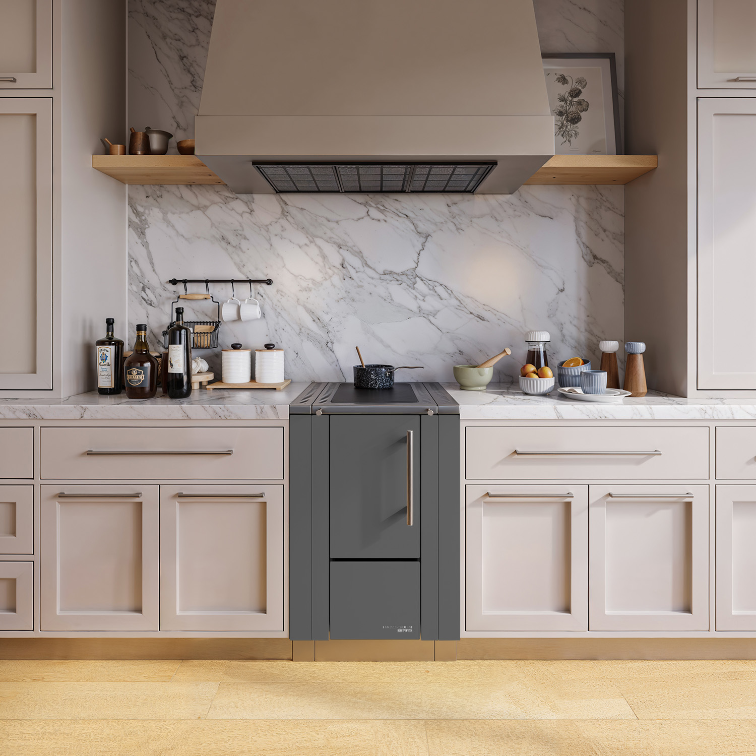 Haas+Sohn HS 40 ohne Sichtfenster Küchenofen anthrazit Herdrahmen Edelstahl Stahlkochplatte