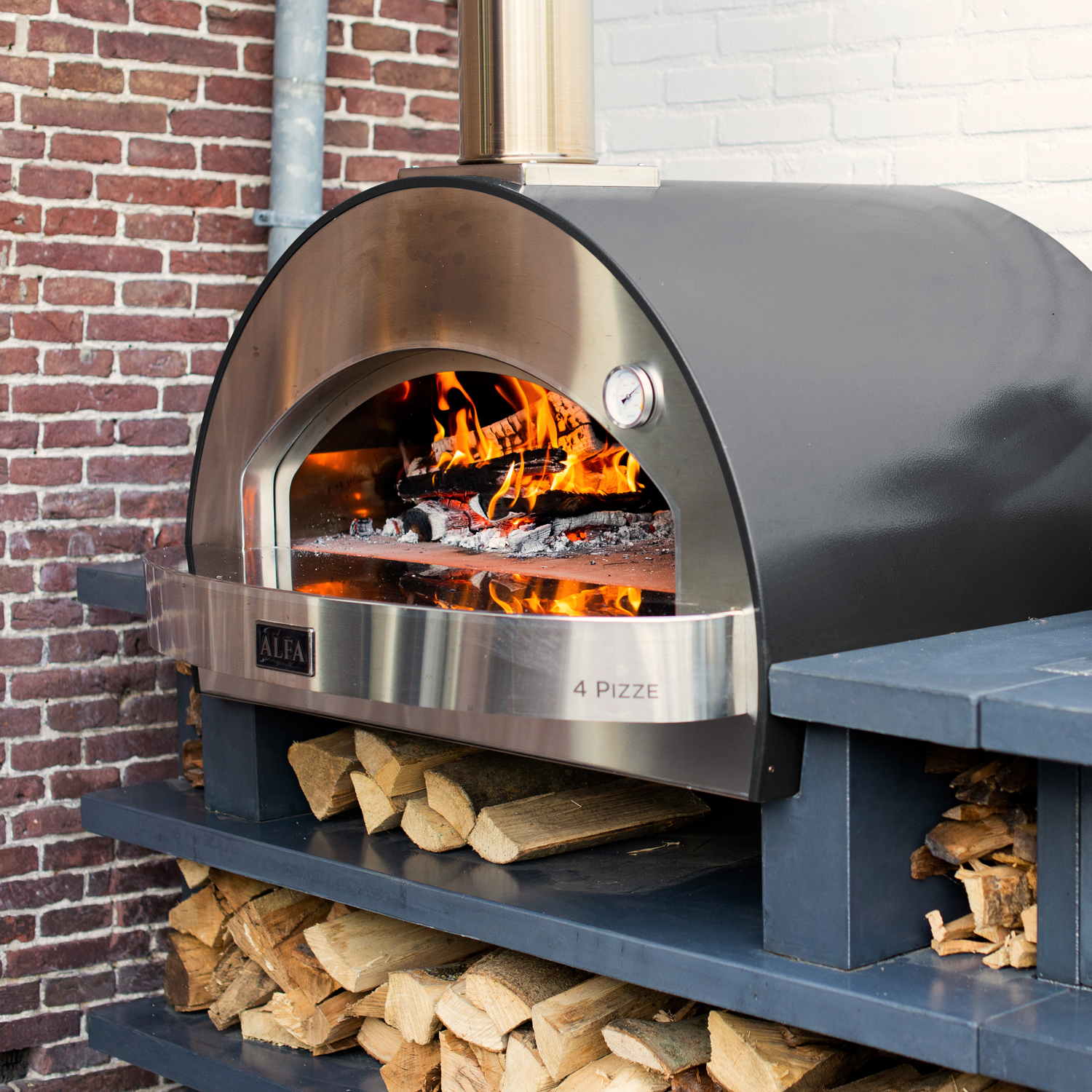 Alfa Forni Pizzaofen 4 Pizze Grau ohne Unterbau