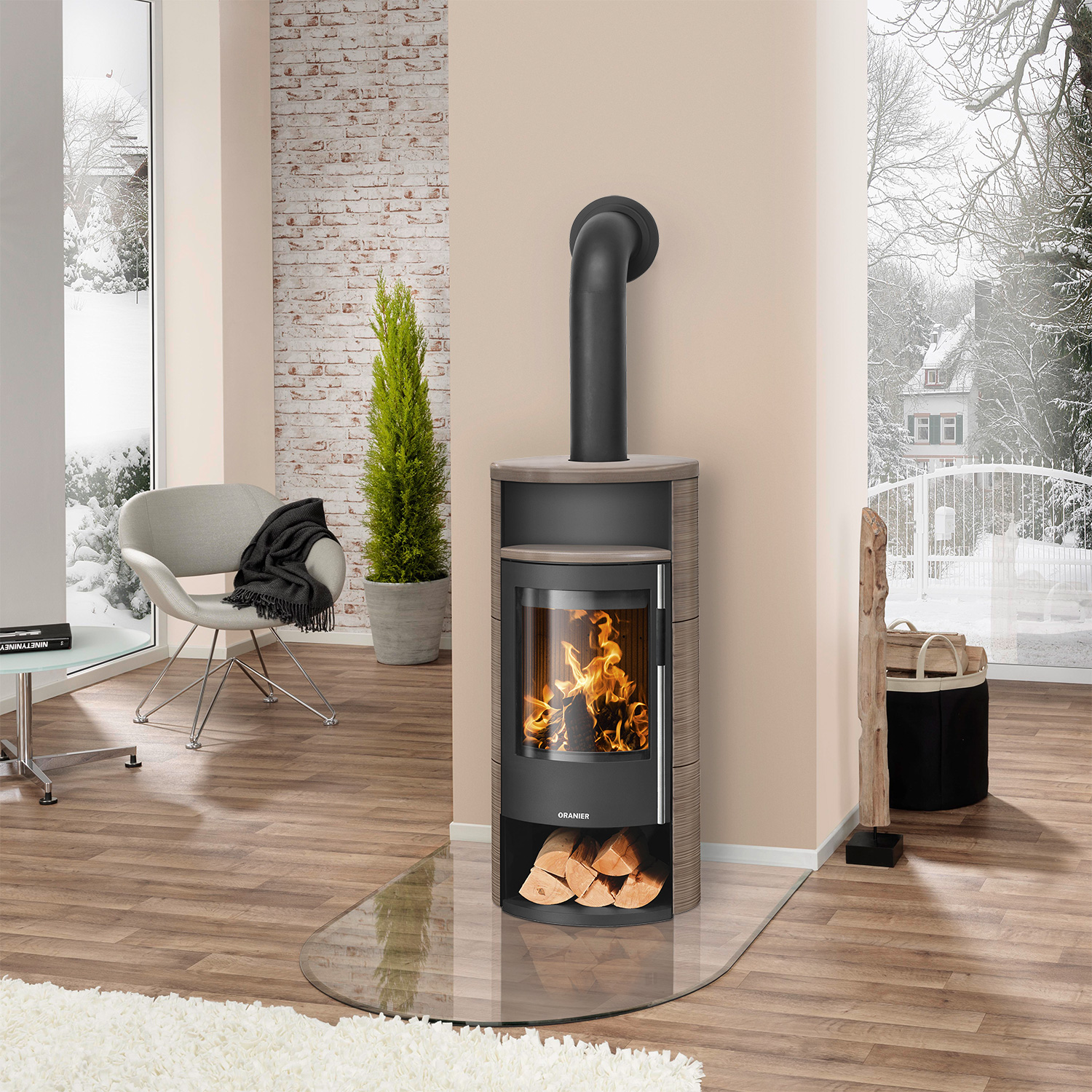 Oranier Polar Neo 6 Kaminofen Stahl Schwarz / Keramik Grappa, DIBt
