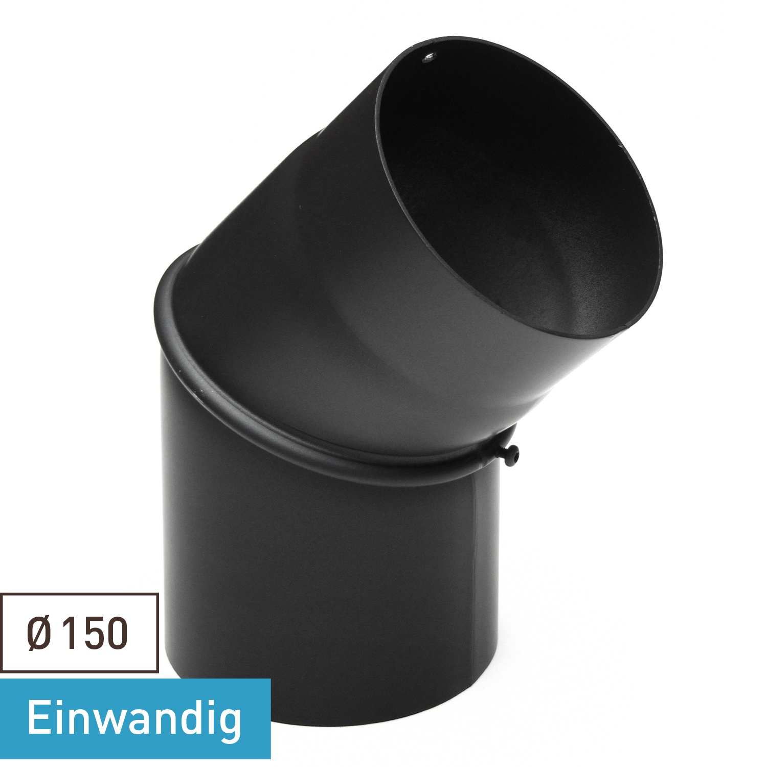 Raik Basic Rauchrohrbogen 150mm schwarz 0–45° ohne Tür für Rauchrohr / Ofenrohr
