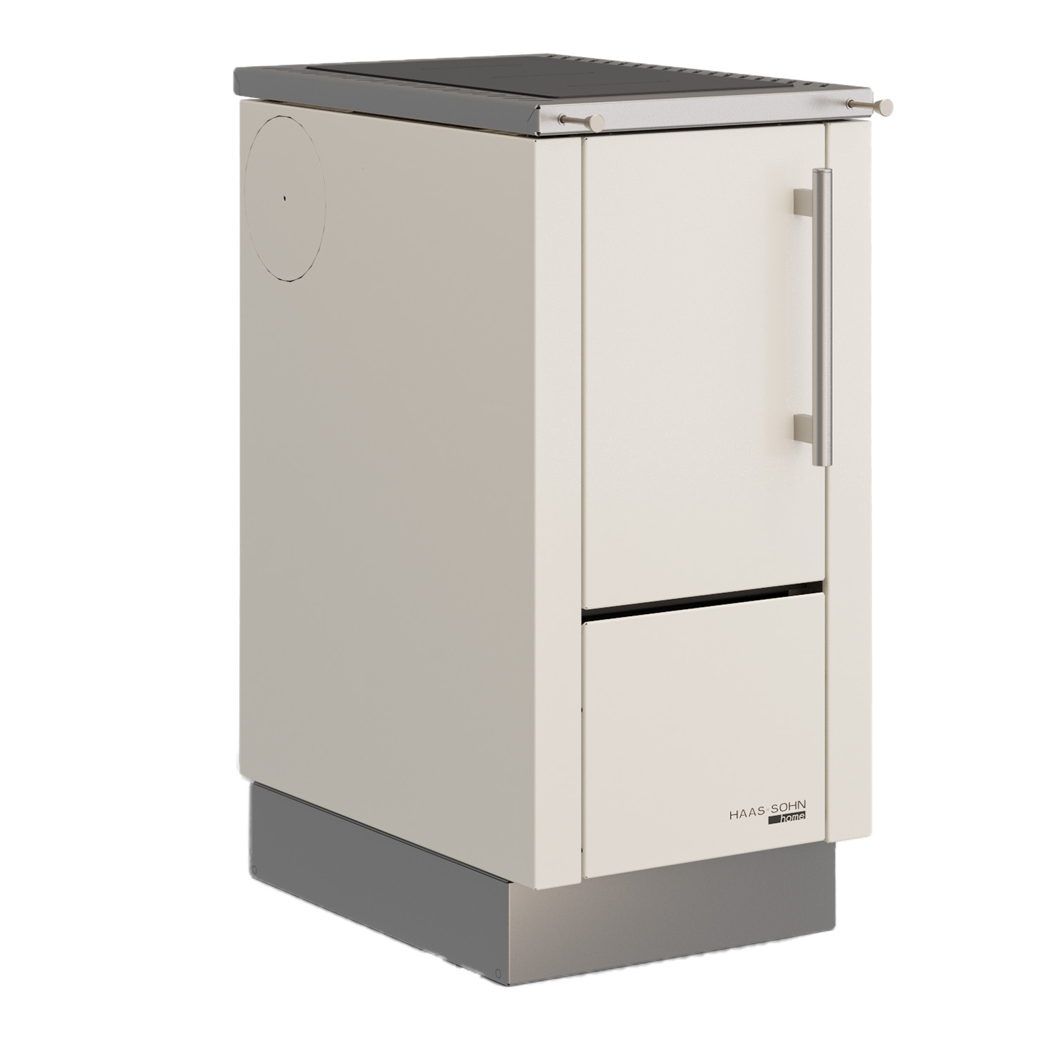 Haas+Sohn HS 40 ohne Sichtfenster Küchenofen weiß Herdrahmen Edelstahl Stahlkochplatte